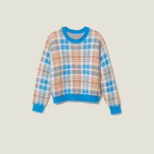 Sandro Mohair checked jacquard sweater